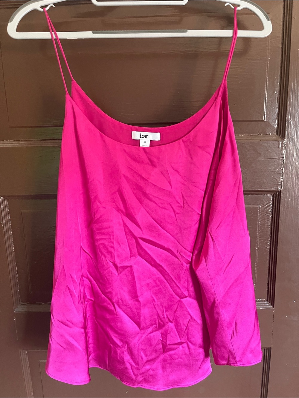 Bar III Fuchsia Spaghetti-Strap Satin Cami